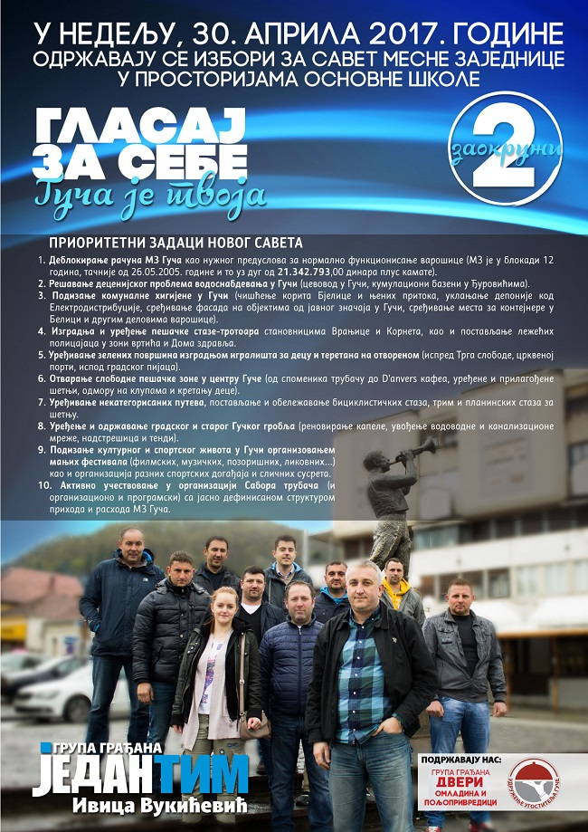 Meštani Guče udruženo na izbore 1 jedantim