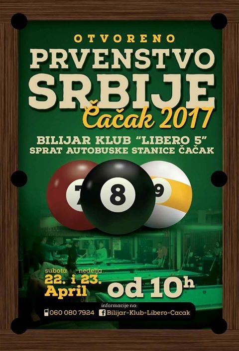 Najbolji srpski igrači bilijara ovog vikenda u Čačku 1 libero