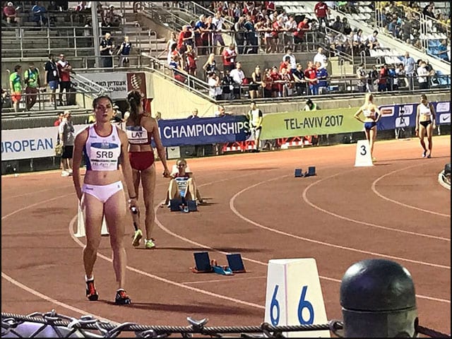 Atletičari Slobode uspešni na evropskom kontinentu 1 Bojana-Kaličanin pred start trke . Tel Aviv Ekipni Šampionat Evrope II Liga Reprezentacija Srbije