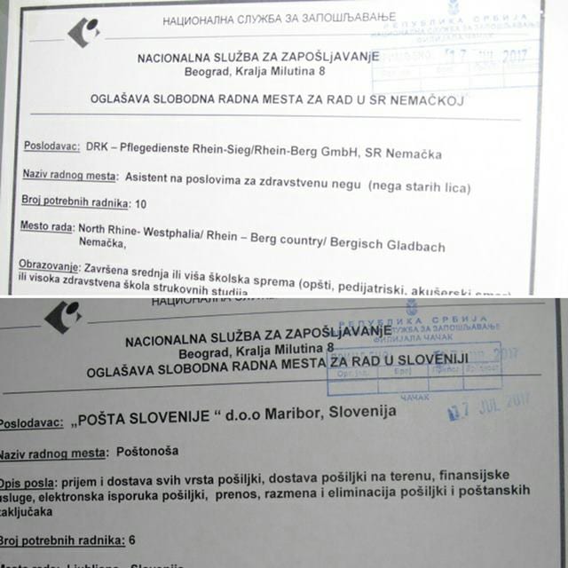 Slovenija traži vozače i poštare, Nemačka zdravstvene radnike 1 nzs