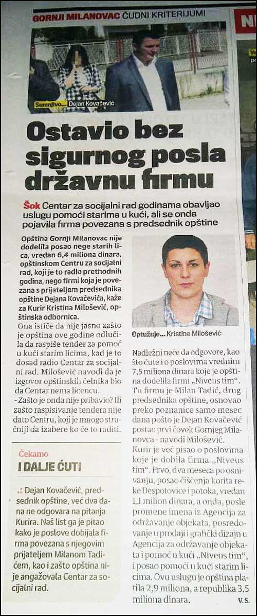 Sve veća zloupotreba vlasti u Gornjem Milanovcu 7 kurir-1