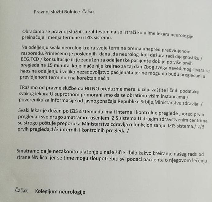 Ko vara lekare na neurologiji? 1 bolnica