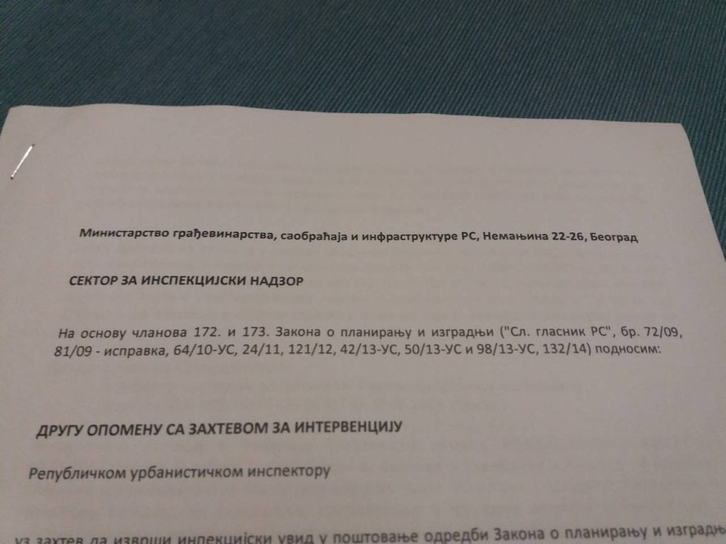 Još jedna opomena republičkom inspektoru 1 prijava1