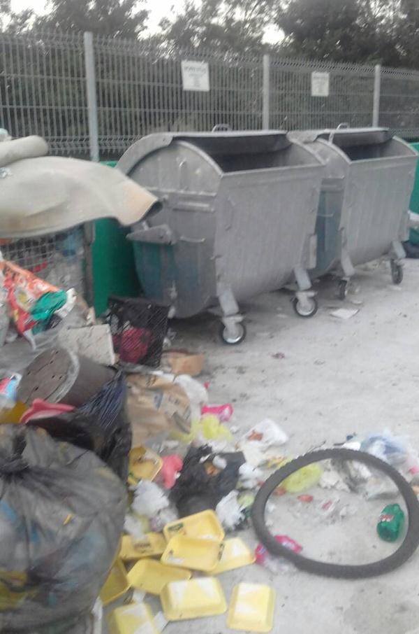 Kontejneri prazni a smeće oko njih 3 smece2