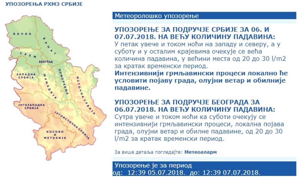 Stiže obilna kiša 1 upozorenje
