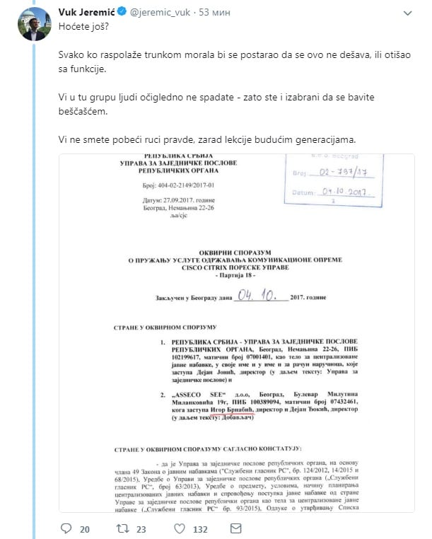 Obračun Jeremića i Brnabić na Tviteru: Neće vam biti utočišta 4 vuk3