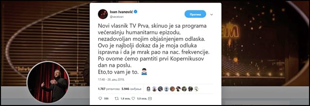 Novi vlasnik TV Prva skinuo sa programa poslednju emisiju Ivana Ivanovića 1 ivan-ivanovic