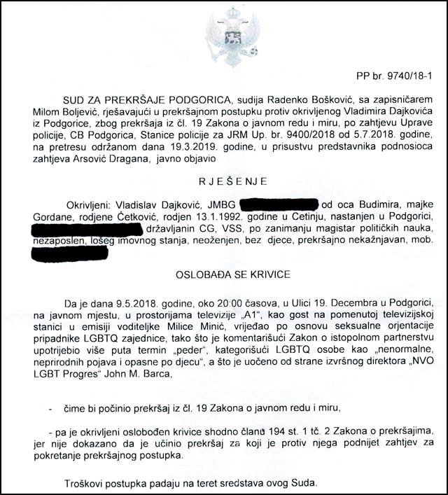 Presuda Vladislav Dajkovic