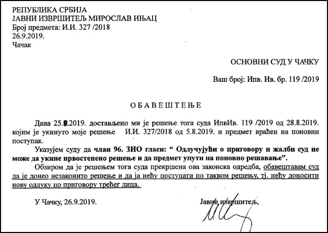 izvršitelj injac