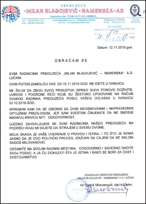 saopštenje direktora
