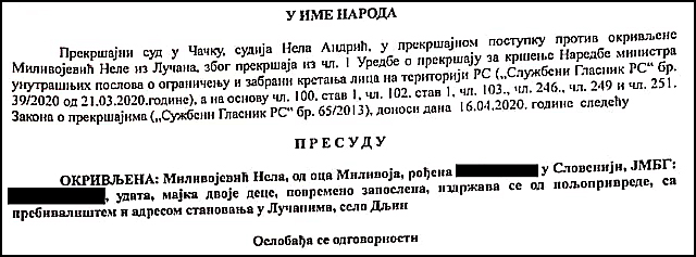 Nela Milivojević presuda 1