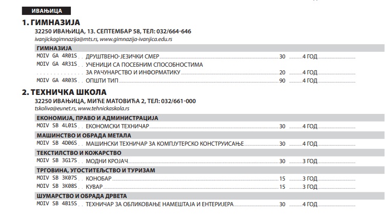 Sve potrebne informacije za male maturante o upisu u srednje škole 5 ivanjica