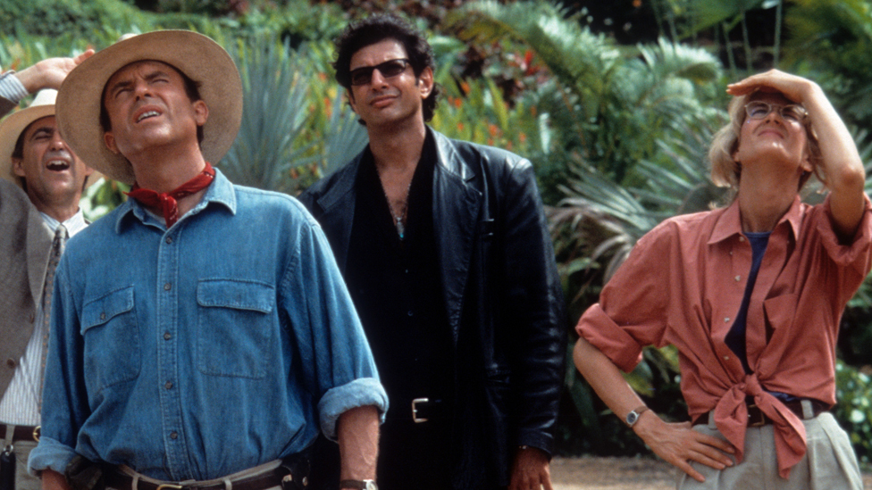 Sam Neill, Jeff Goldblum and Laura Dern in Jurassic Park