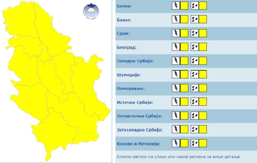 Srbija u žutom meteoalarmu cele sedmice 2 zuti meteoalarm 830x0 1