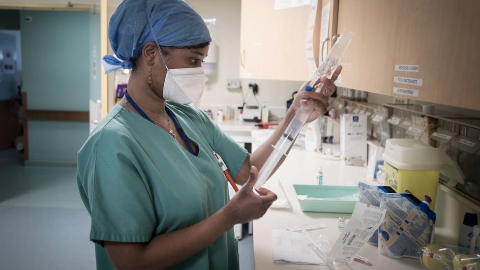 A nurse prepares medical equipment at an intensive care unit in France, on the 42nd day of the lockdown (April 27, 2020)