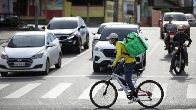 A bike courier in Brazil