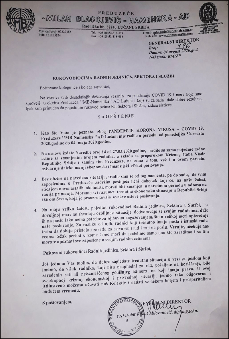 Radoševo saopštenje