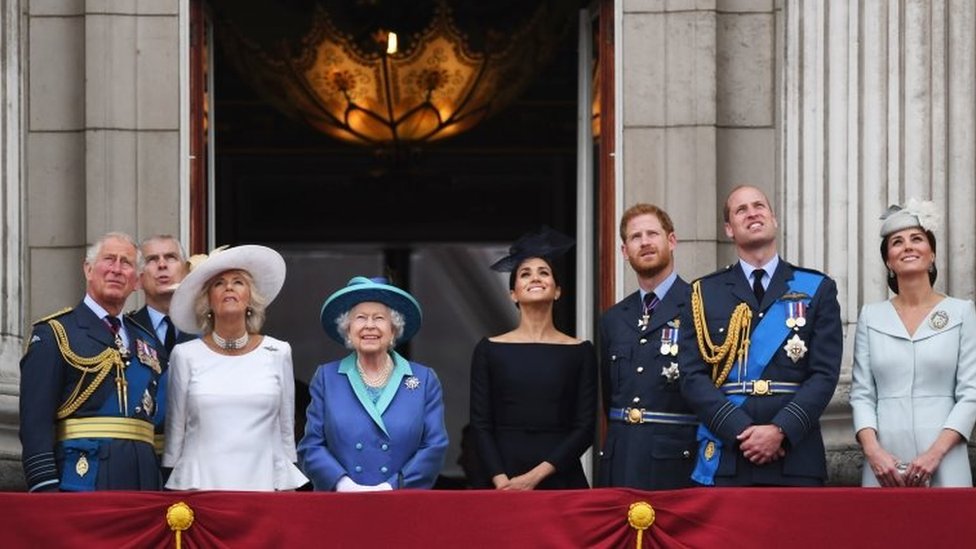 The Royal family, including the Prince of Wales, the Duke of York, the Duchess of Cornwall, Queen Elizabeth II, the Duchess of Sussex, the Duke of Sussex, the Duke of Cambridge and the Duchess of Cambridge