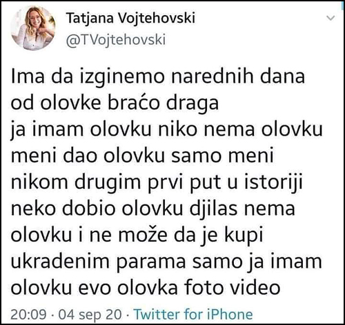Slike kažu sve 4 vojtehovski tvit olovka