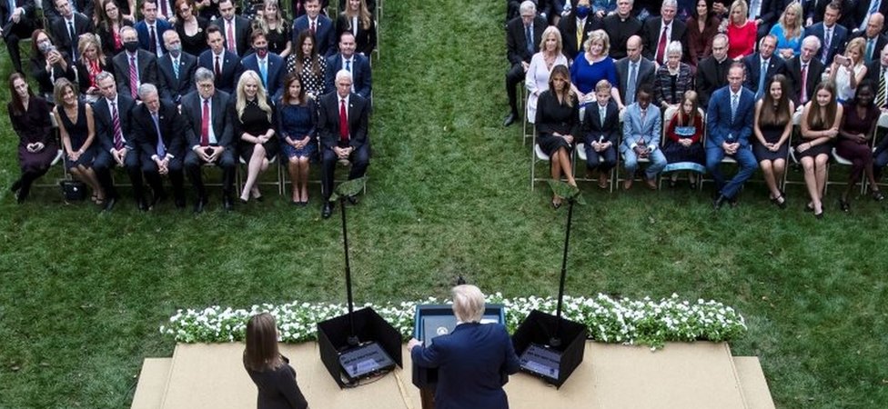 Korona virus i predsednički izbori u Americi: Tramp više ne predstavlja rizik za prenošenje virusa 7 White House event for Amy Coney Barrett