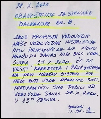 obavestenje stanarima