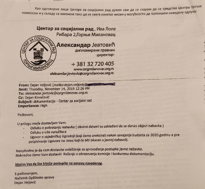 Smenjeni direktor ne može ni na staro radno mesto 5 dopis 14.11.