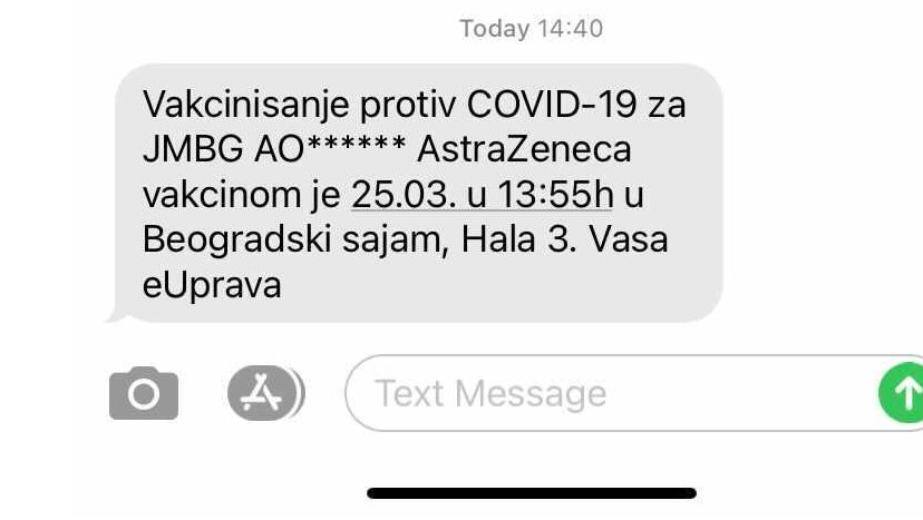 Vakcinacija stranih državljana u Srbiji: „AstraZeneka, prva doza, izvolite svi" 3 sms poruka