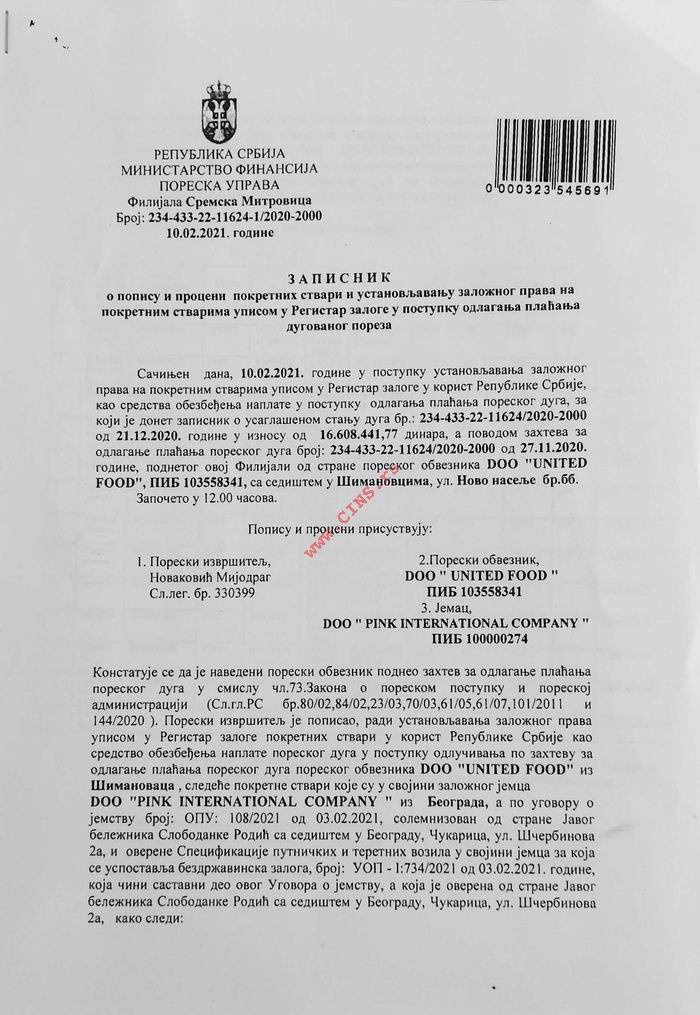 dokumentacija u vezi sa odlaganjem poreza mitrovicevim firmama p10 normal