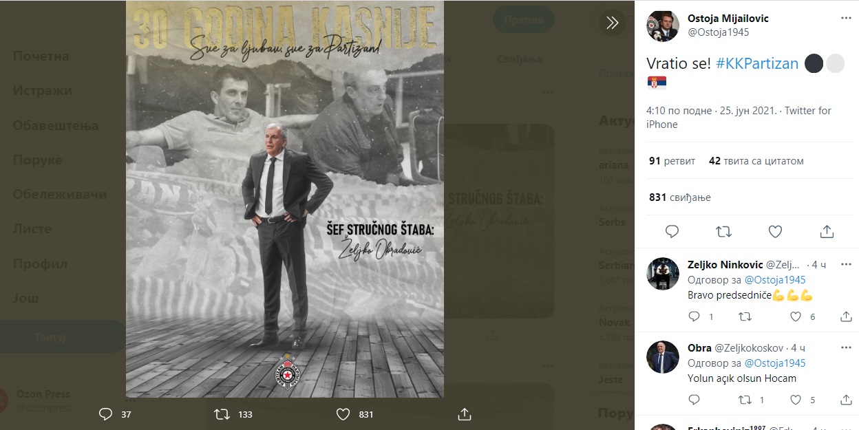 Čačani vode Partizan: Željko Obradović trener naredne tri godine 2 partizan