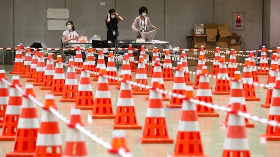 Cones laid out for testing lines at one Olympic site