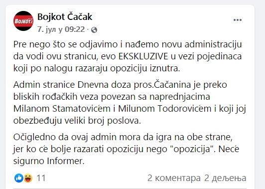 Rat u čačanskoj opoziciji, ko je kupljen i ko radi za Vučića 3 dveri