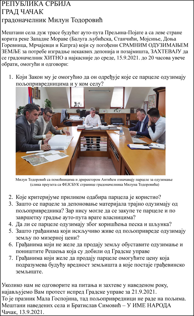 Vlast popustila 1 zahtev gradonacelniku