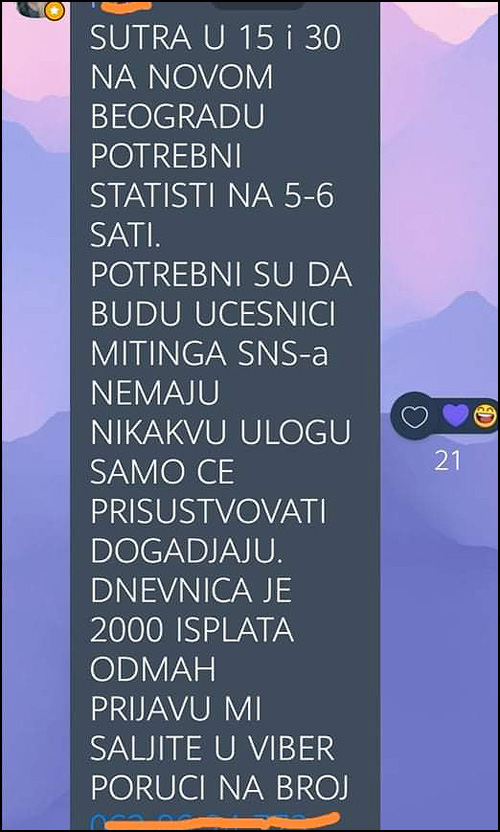 poziv za statiste
