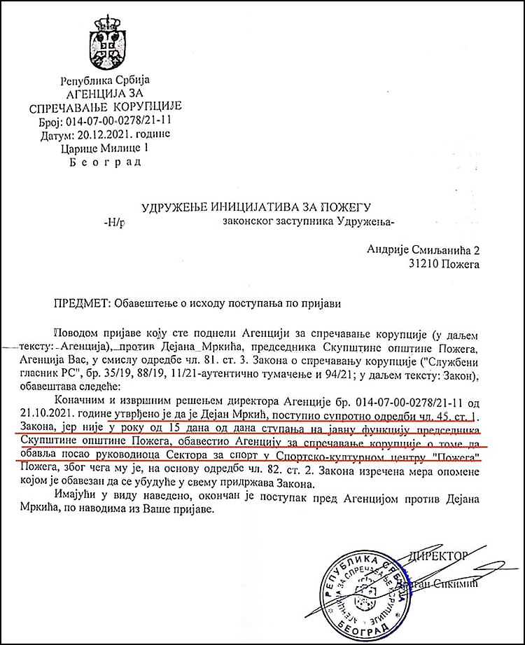 Predsednik SO Požega prekršio zakon 2 dopis Inicijativi
