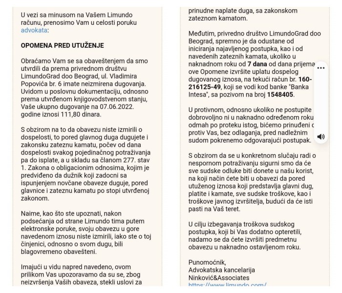 Limundo i Kupindo građanima šalju opomene pred utuženje 1 limundojpg