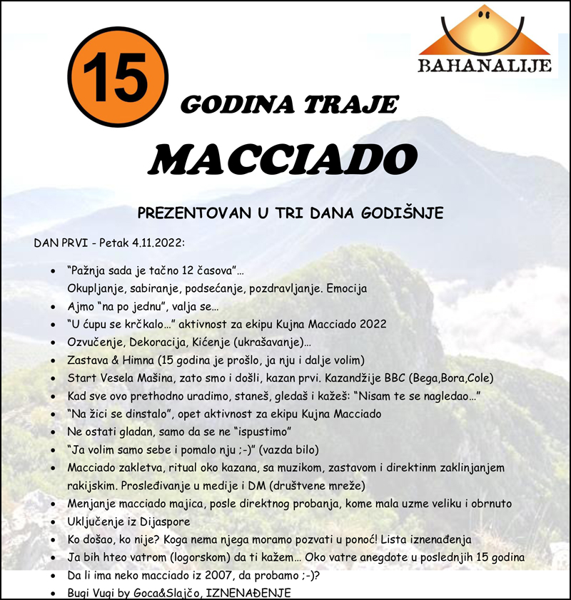Macciado 2022 Program dan Prvi