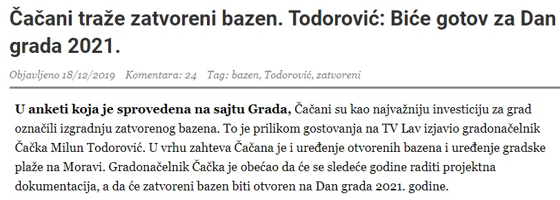 Novo obećanje Todorovića: Gradnja zatvorenog bazena kreće sledeće godine 1 todorovic