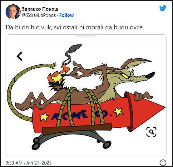 Na Ponoša na Tviteru udario ceo SNS 2 ponos karikatura