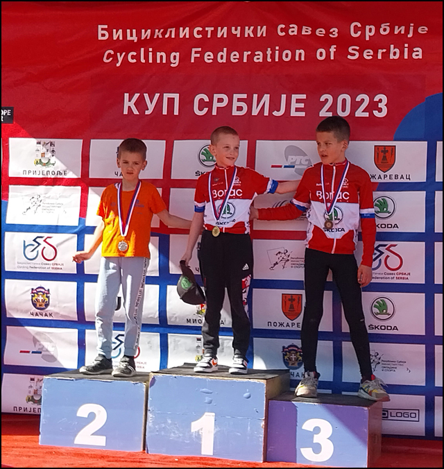 Dobar start sezone za čačanske bicikliste 4 Decaci do 9 godina Damjan Dimitrijevic i Djordje Stanisavljevic Kup Srbije Novi Sad 2023