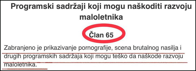 Pinku-u bi se na osnovu zakona moralo zabraniti emitovanje programa 1 savo citat