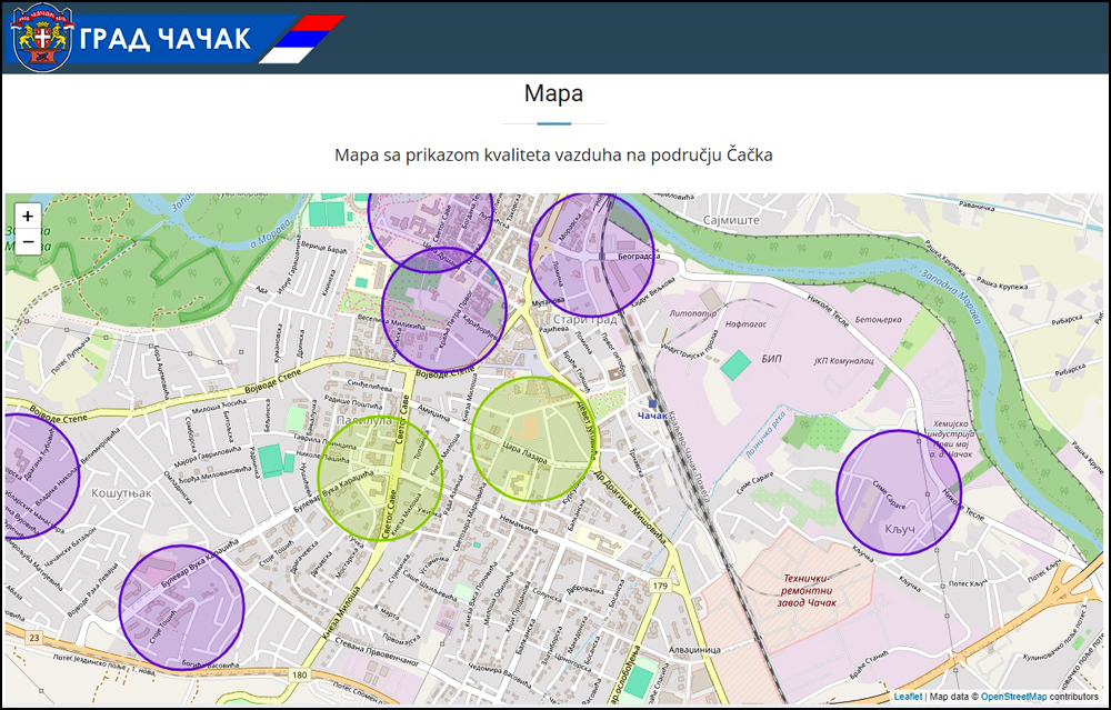 mapa merenja