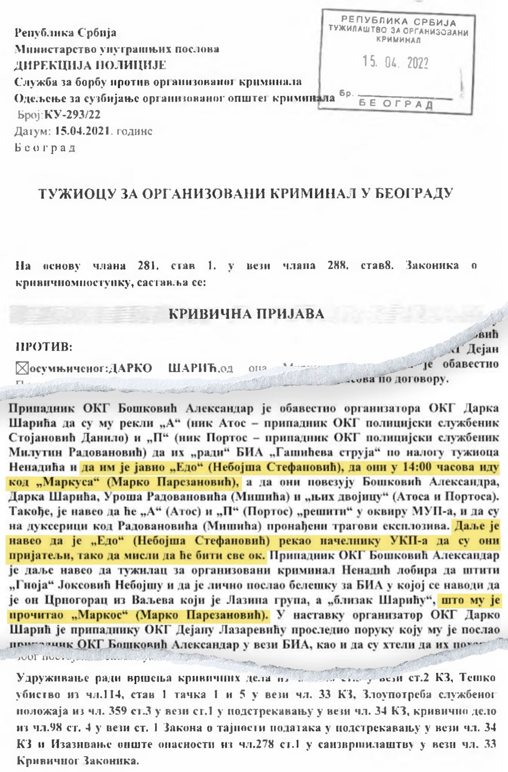 Krivicna Prijava Saric KRIK 2