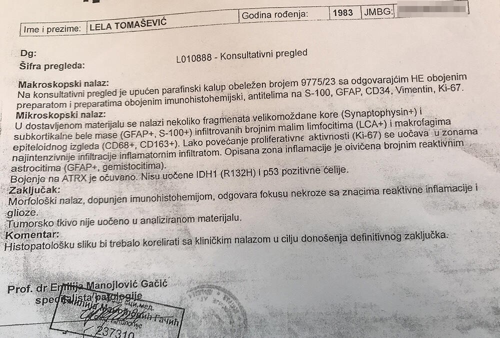 Lela preminula jer je pogrešno lečena (VIDEO) 3 nalaz