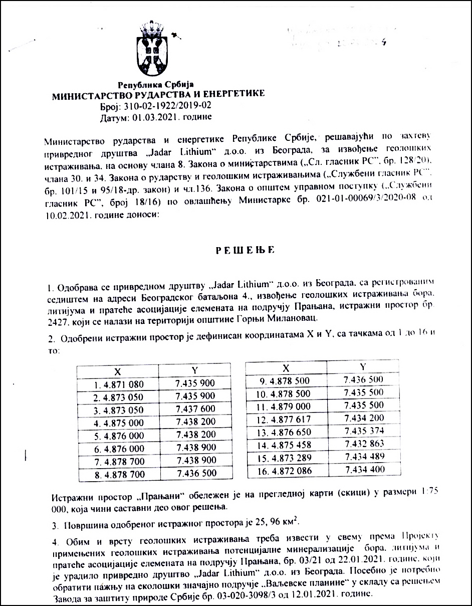 Reakcija na manipulaciju opštinskog odbora SNS GM i portala GZS o istražnim dozvolama 3 resenje pranjani