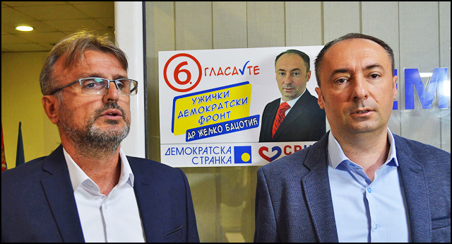 Čelnici koalicije DS i SRCE: Vreme je da nestane jednopartijska skupština Užica 1 Goran Radosavljevic i Zeljko Bacotic Foto Nenad Kovacevic