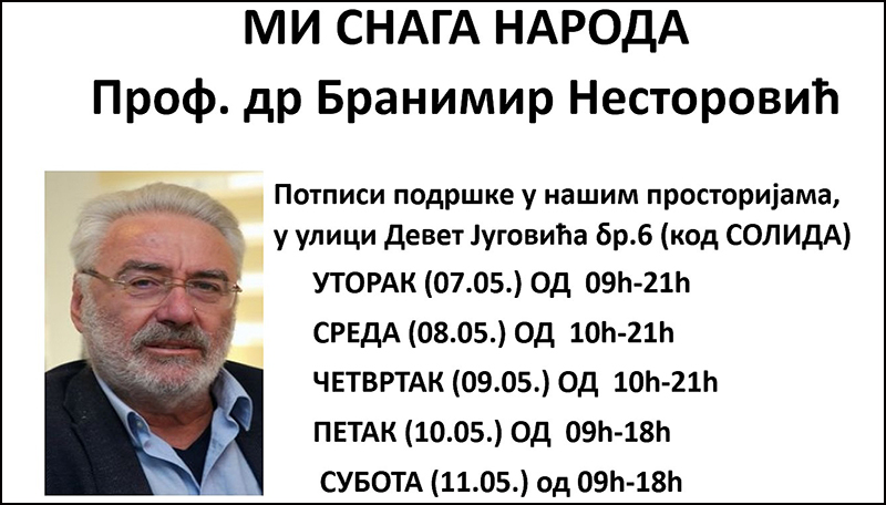 Potpisi podrške za Izbornu listu "MI Snaga Naroda - Prof. dr Branimir Nestorović - Čačak" 1 MI
