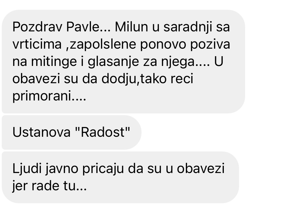 Ponovo ucene i pretnje da se dođe na miting SNS u Čačku 4 vrtic
