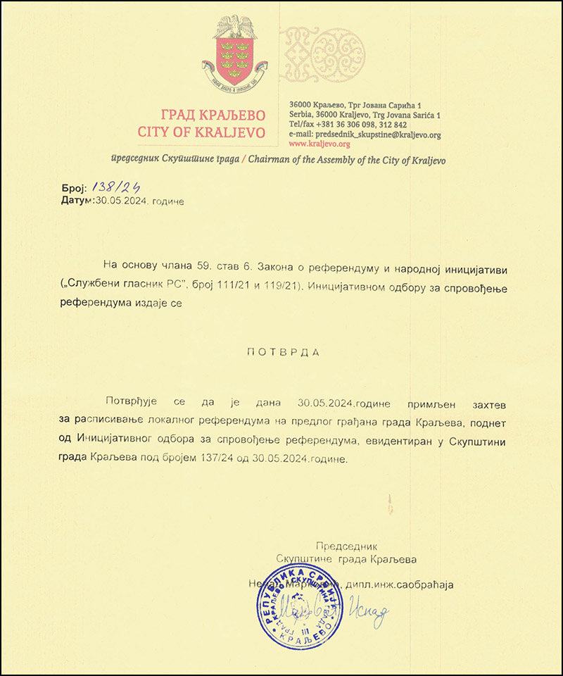 grad kraljevo refenredum