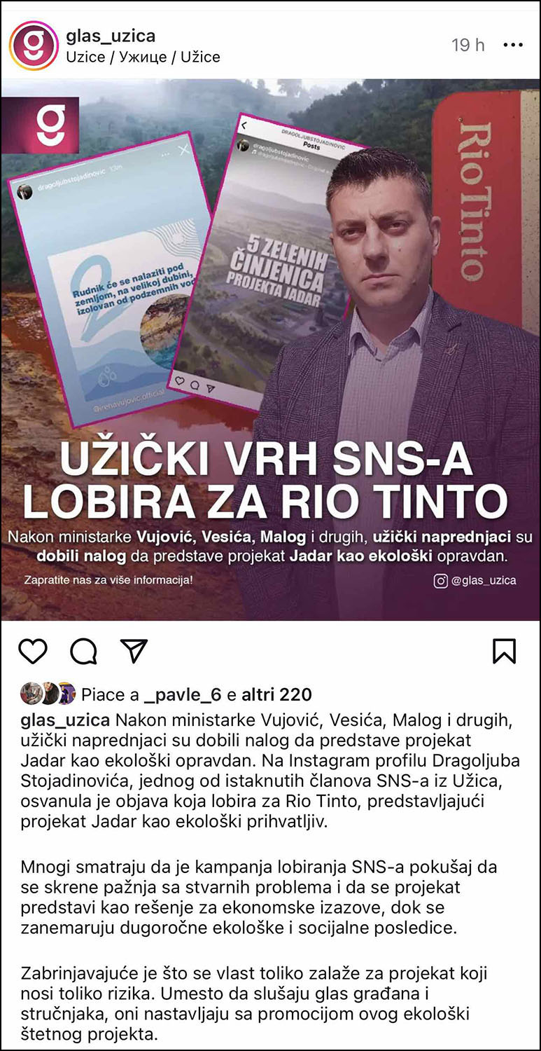 Užički većnik i naprednjak promoviše rudarenje litijuma u Jadru 3 Glas Uzica Printskrin