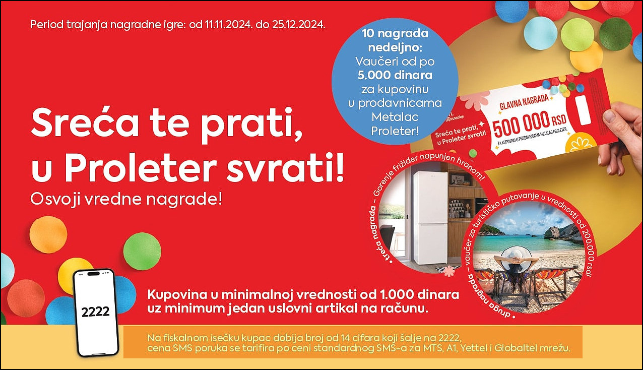 Nagradna igra: Sreća te prati, u Proleter svrati 1 proleter nagradna igra